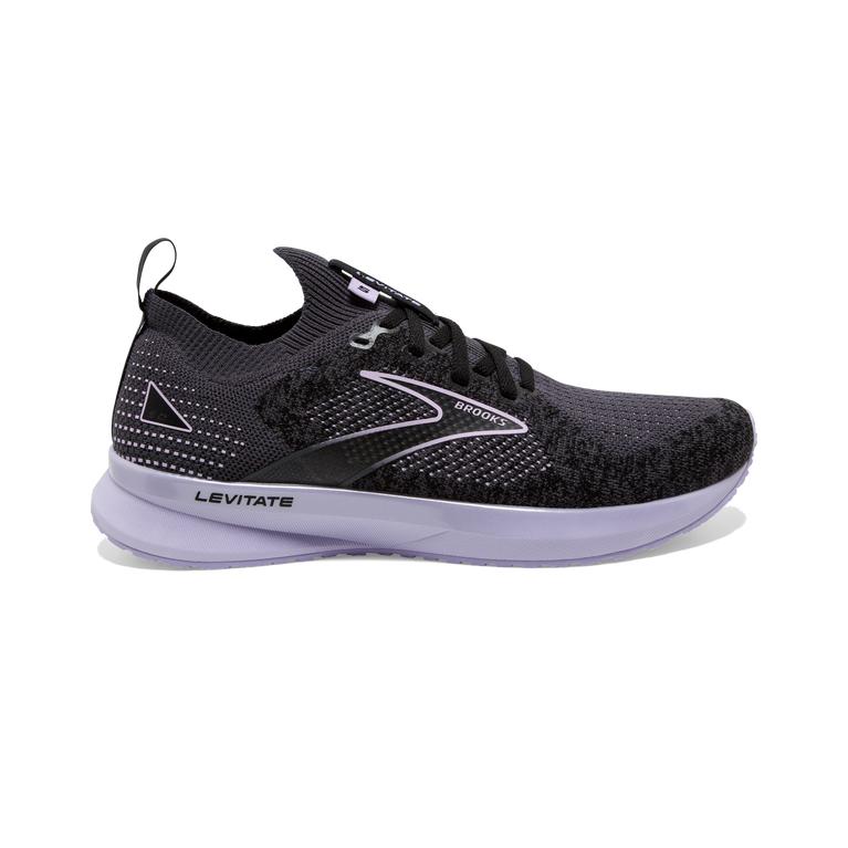 Brooks Levitate Stealthfit 5 - Womens Energy Return Road Running Shoes - Black/Ebony/Grey Charcoal/M